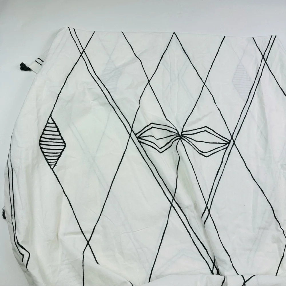 West Elm Aziza Cotton Embroidered Tassle Curtain Panel Size 48 x 108 inches